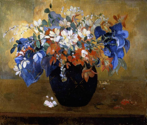 Flower Piece Black Ornate Wood Framed Art Print with Double Matting by Gauguin, Paul