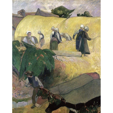 Haystacks White Modern Wood Framed Art Print by Gauguin, Paul