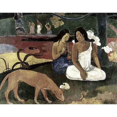 Joyousness Gold Ornate Wood Framed Art Print with Double Matting by Gauguin, Paul