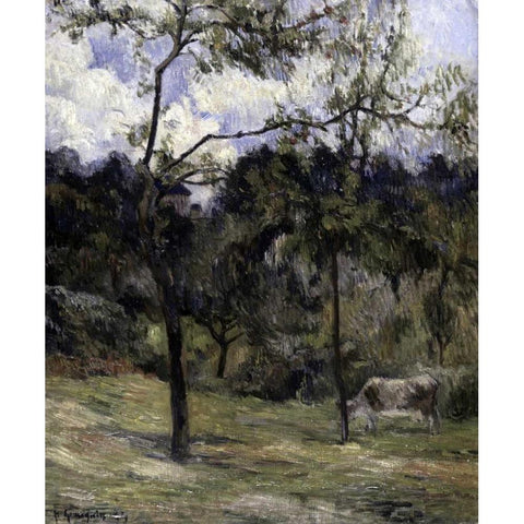 Landscape of Normandy Black Modern Wood Framed Art Print with Double Matting by Gauguin, Paul