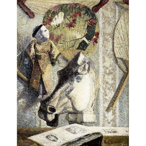 Still Life With a Horses Head White Modern Wood Framed Art Print by Gauguin, Paul