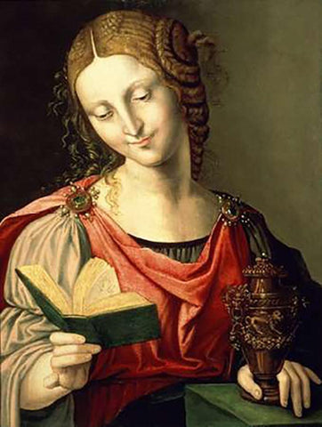 Saint Mary Magdalene White Modern Wood Framed Art Print with Double Matting by Genga, Girolamo