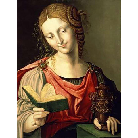 Saint Mary Magdalene Gold Ornate Wood Framed Art Print with Double Matting by Genga, Girolamo