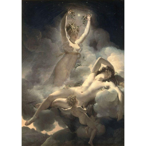 Aurora and Cephalus Gold Ornate Wood Framed Art Print with Double Matting by Gerain, P.