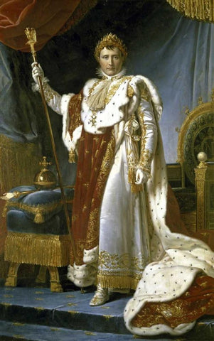 Napoleon in Royal Costume - Napoleon en Costume de Sacre White Modern Wood Framed Art Print with Double Matting by Gerard, Francois Pascal Simon