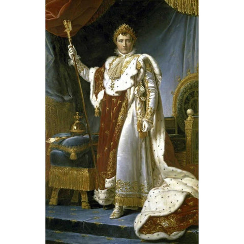 Napoleon in Royal Costume - Napoleon en Costume de Sacre White Modern Wood Framed Art Print by Gerard, Francois Pascal Simon