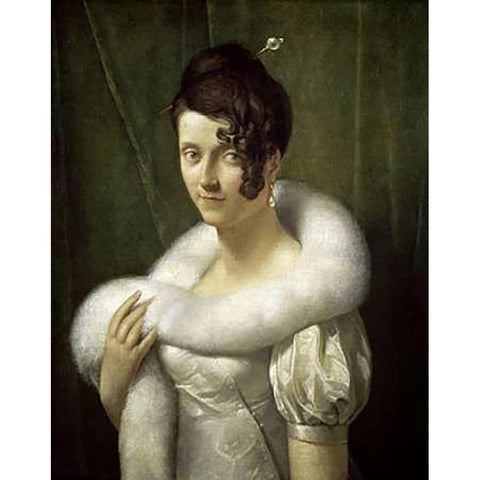 Portrait of a Young Lady (Portrait de Jeune Femme) White Modern Wood Framed Art Print by Simon, Francois Pascal