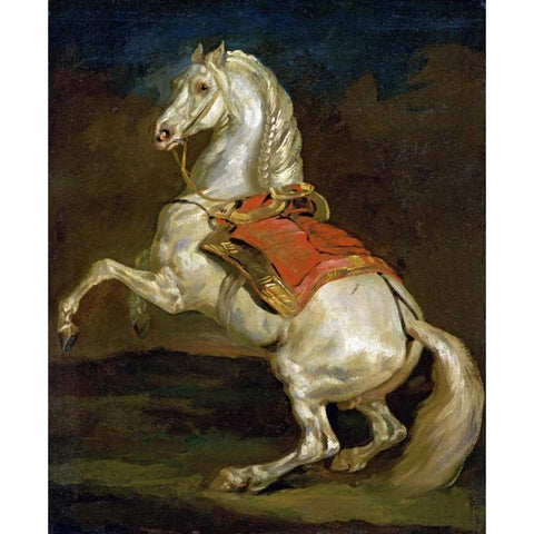 Rearing Horse - Cheval Cabre Black Modern Wood Framed Art Print with Double Matting by Gericault, Theodore