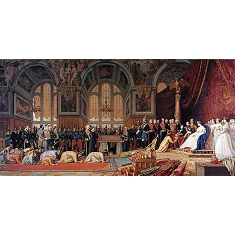 Reception of The Siamese Ambassadors Black Modern Wood Framed Art Print with Double Matting by Gerome, Jean Leon