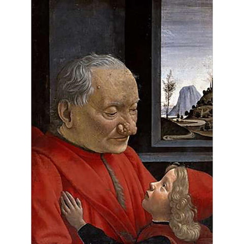 Portrait of An Old Man and His Grandson Gold Ornate Wood Framed Art Print with Double Matting by Ghirlandaio, Domenico