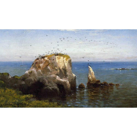 Rocks On The Sonoma Coast, California White Modern Wood Framed Art Print by Gifford, Robert Swain
