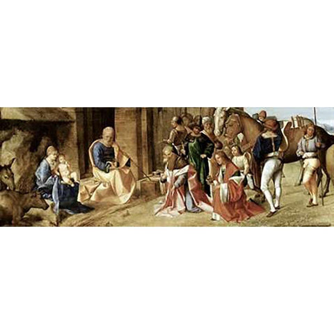 Adoration of The Magi Black Modern Wood Framed Art Print with Double Matting by Giorgione, Giorgio