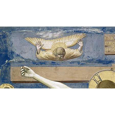 Crucifixion - Detail Gold Ornate Wood Framed Art Print with Double Matting by Giotto