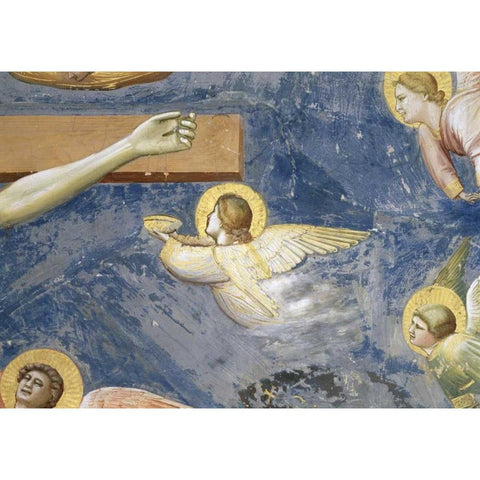 Crucifixion - Detail of Angels Black Modern Wood Framed Art Print with Double Matting by Giotto