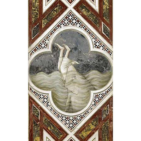 Jonah and The Whale Gold Ornate Wood Framed Art Print with Double Matting by Giotto