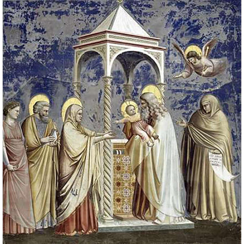 Presentation at The Temple White Modern Wood Framed Art Print by Giotto