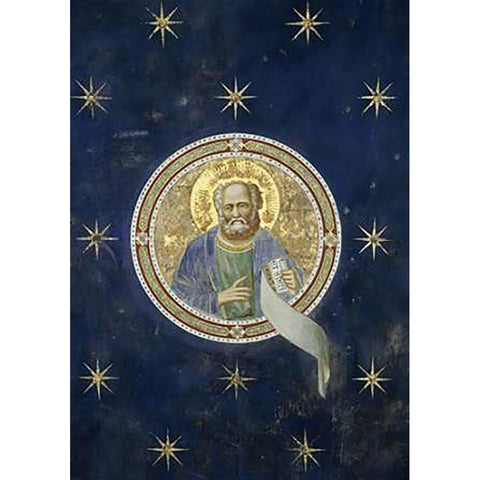 Prophet Malachi - Detail of Ceiling Gold Ornate Wood Framed Art Print with Double Matting by Giotto