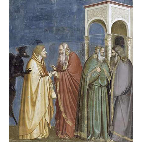 Treachery of Judas White Modern Wood Framed Art Print by Giotto