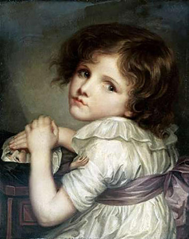 Child With a Doll White Modern Wood Framed Art Print with Double Matting by Greuze, Jean Baptiste