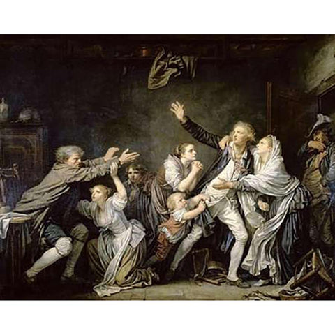 Paternal Curse Or Ungrateful Son White Modern Wood Framed Art Print by Greuze, Jean Baptiste