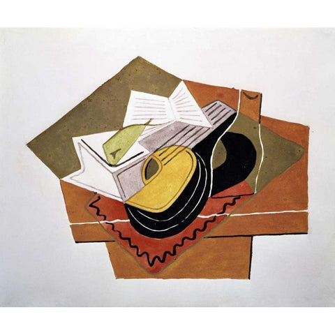 Still Life With a Guitar White Modern Wood Framed Art Print by Gris, Juan