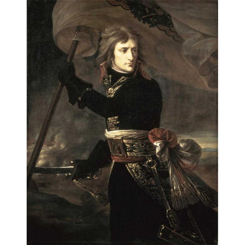 Napoleon On The Bridge at Arcole White Modern Wood Framed Art Print by Gros, Antoine-Jean