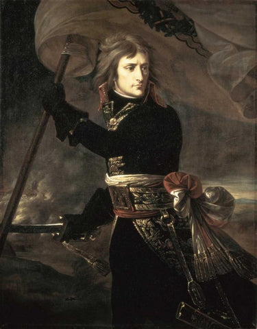 Napoleon On The Bridge at Arcole Black Ornate Wood Framed Art Print with Double Matting by Gros, Antoine-Jean