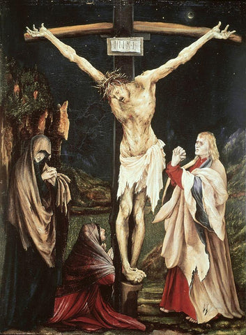 Small Crucifix Black Ornate Wood Framed Art Print with Double Matting by Grunewald, Mathias