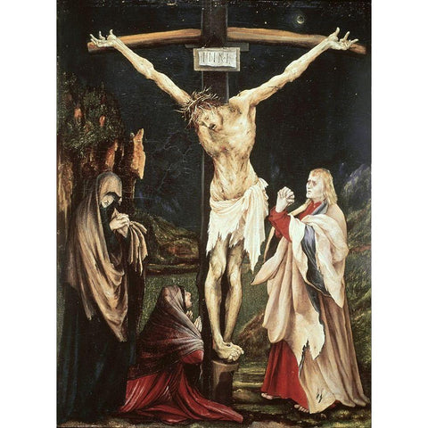 Small Crucifix Black Modern Wood Framed Art Print by Grunewald, Mathias