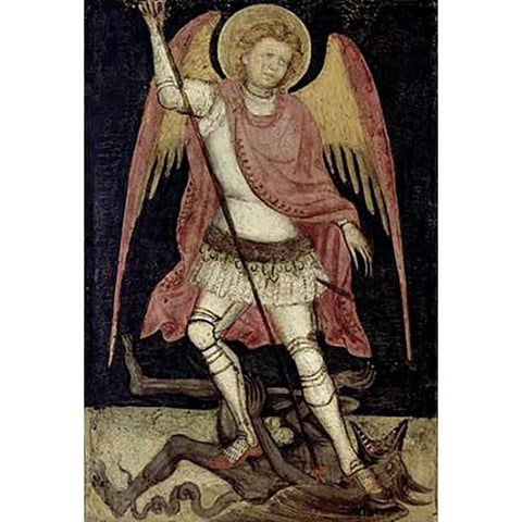 Archangel Michael Black Modern Wood Framed Art Print by Guariento