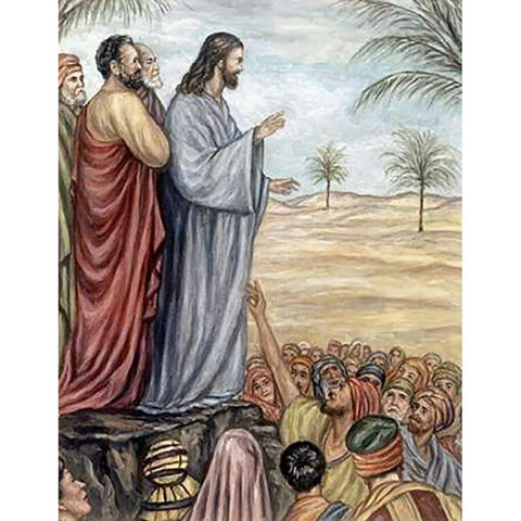 Sermon On The Mount White Modern Wood Framed Art Print by Guercino, Giovanni