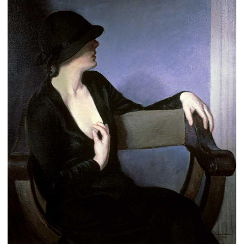 Woman In Black Black Modern Wood Framed Art Print by Gutmann, Bernhard