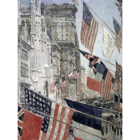 Allies Day, May 1917 Black Modern Wood Framed Art Print with Double Matting by Hassam, Childe