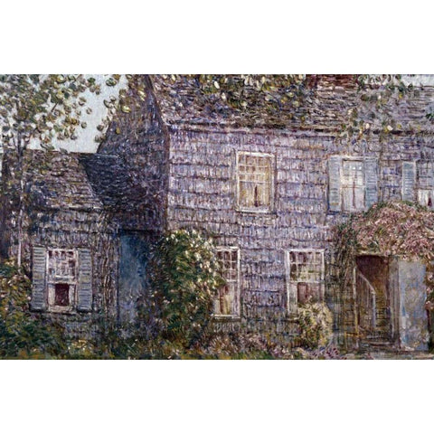 Hutchison House, East Hampton, Long Island Black Modern Wood Framed Art Print with Double Matting by Hassam, Childe