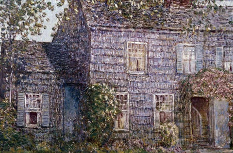 Hutchison House, East Hampton, Long Island Black Ornate Wood Framed Art Print with Double Matting by Hassam, Childe