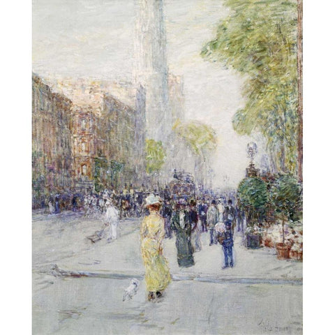 Springtime White Modern Wood Framed Art Print by Hassam, Childe