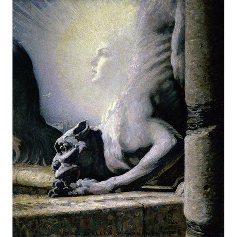 The Sphinx and the Chimera Black Modern Wood Framed Art Print by Hawkins, Louis Welden