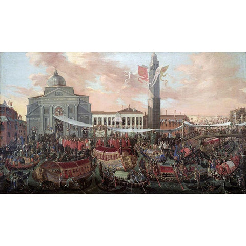 Entrance of Patriarch Federico Corner Into S. Pietro Di Castello Black Modern Wood Framed Art Print by Heintz, Joseph