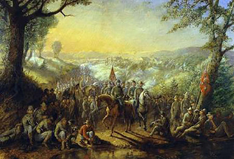 Halt of the Stonewall Brigade Black Ornate Wood Framed Art Print with Double Matting by Henderson, David English