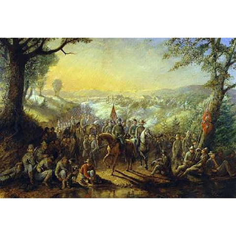 Halt of the Stonewall Brigade Black Modern Wood Framed Art Print by Henderson, David English