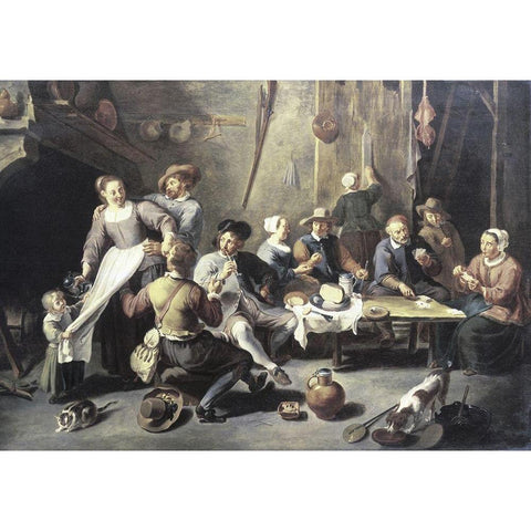 Interior of a Tavern Black Modern Wood Framed Art Print by Herp, Willem van
