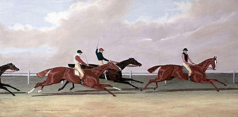 Doncaster St. Leger Black Ornate Wood Framed Art Print with Double Matting by Herring, John Frederick