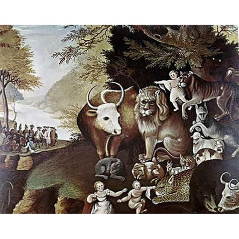 Peaceable Kingdom White Modern Wood Framed Art Print by Hicks, Edward