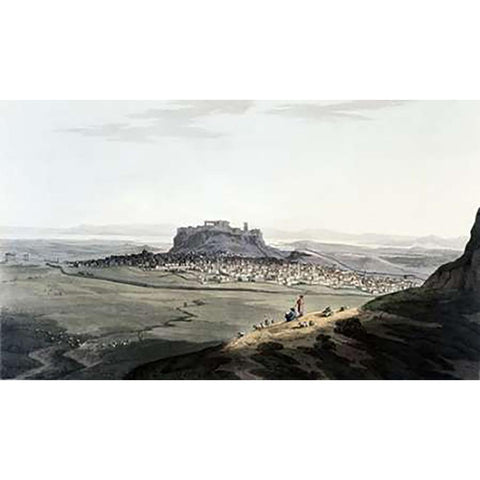 Athens From Journey Through Albania and Turkey Black Modern Wood Framed Art Print with Double Matting by Hobhouse, J.C