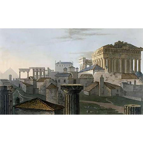 West Front Acropolis From Journey Through Albania and Turkey White Modern Wood Framed Art Print by Hobhouse, J.C