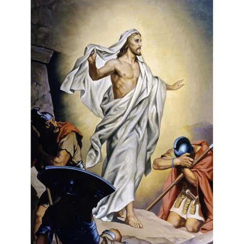 The Resurrection of Jesus White Modern Wood Framed Art Print by Hofmann, Heinrich