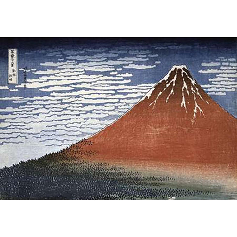 Fuji In Clear Weather Gold Ornate Wood Framed Art Print with Double Matting by Hokusai