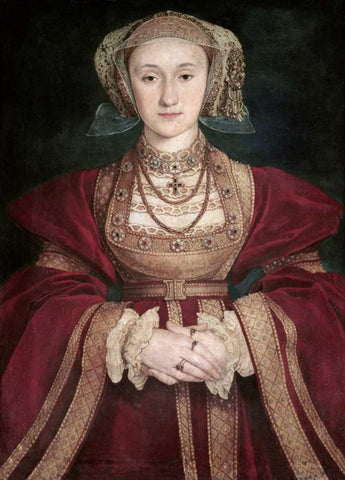 Anne of Cleves Black Ornate Wood Framed Art Print with Double Matting by Holbein, Hans