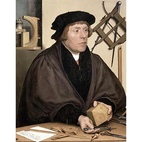 Nicholas Kratzer (Inventor of Polyhedral Sundial) White Modern Wood Framed Art Print by Holbein, Hans