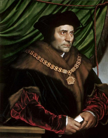 Sir Thomas More White Modern Wood Framed Art Print with Double Matting by Holbein, Hans
